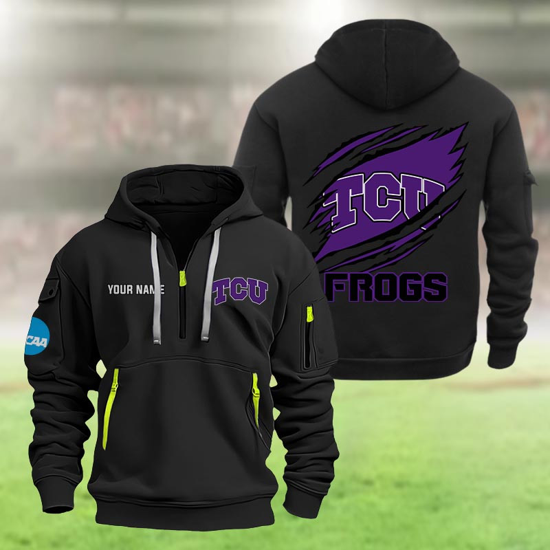 Tcu Horned Frogs Heavy Quarter Zip Hoodie