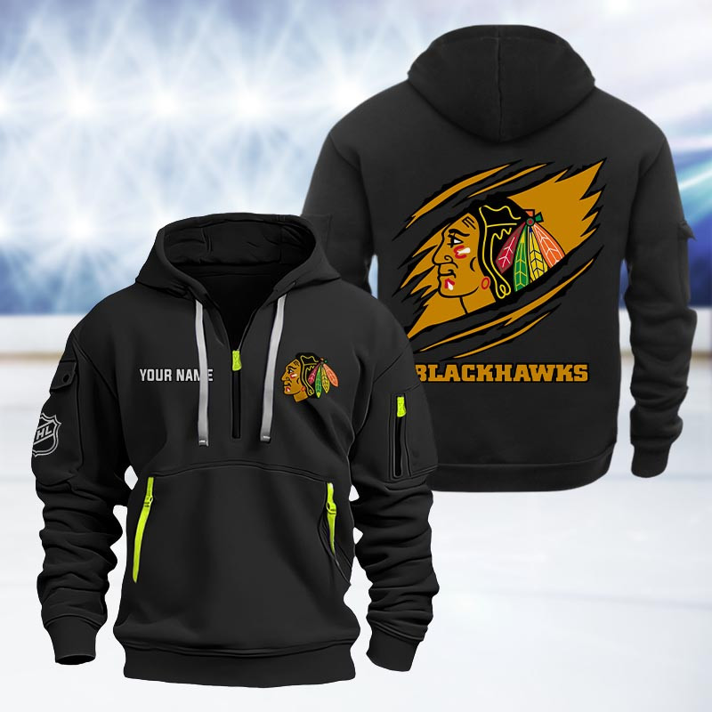 Chicago Blackhawks Heavy Quarter Zip Hoodie