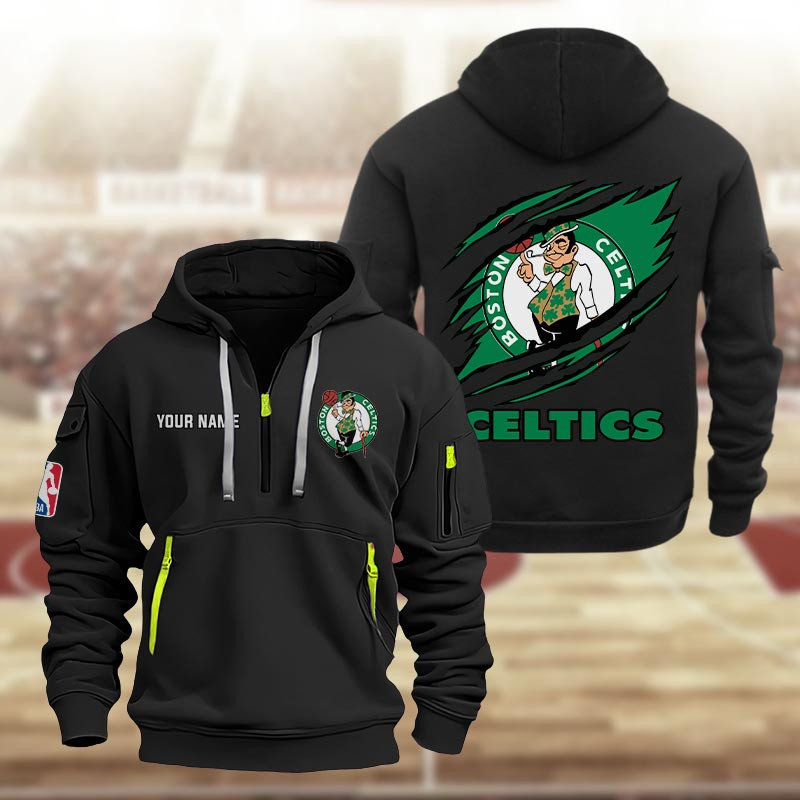 Boston Celtics Heavy Quarter Zip Hoodie