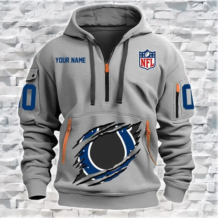Indianapolis Colts New Personalized Quarter Zip Hoodie Limited Edition