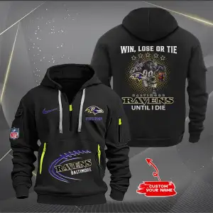 Baltimore Ravens New Personalized Quarter Zip Hoodie Limited Edition