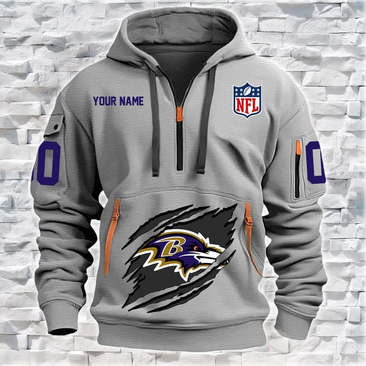 Baltimore Ravens Special Custom Quarter Zip Hoodie For Fan