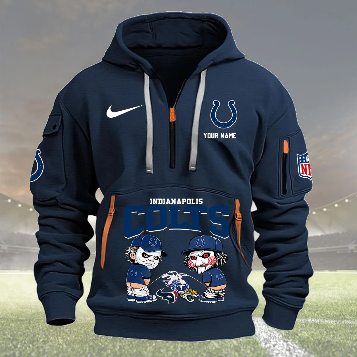 Indianapolis Colts Personalized Quarter Zip Hoodie New Collection