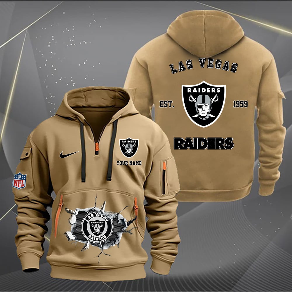 Las Vegas Raiders New Personalized Quarter Zip Hoodie Limited Edition
