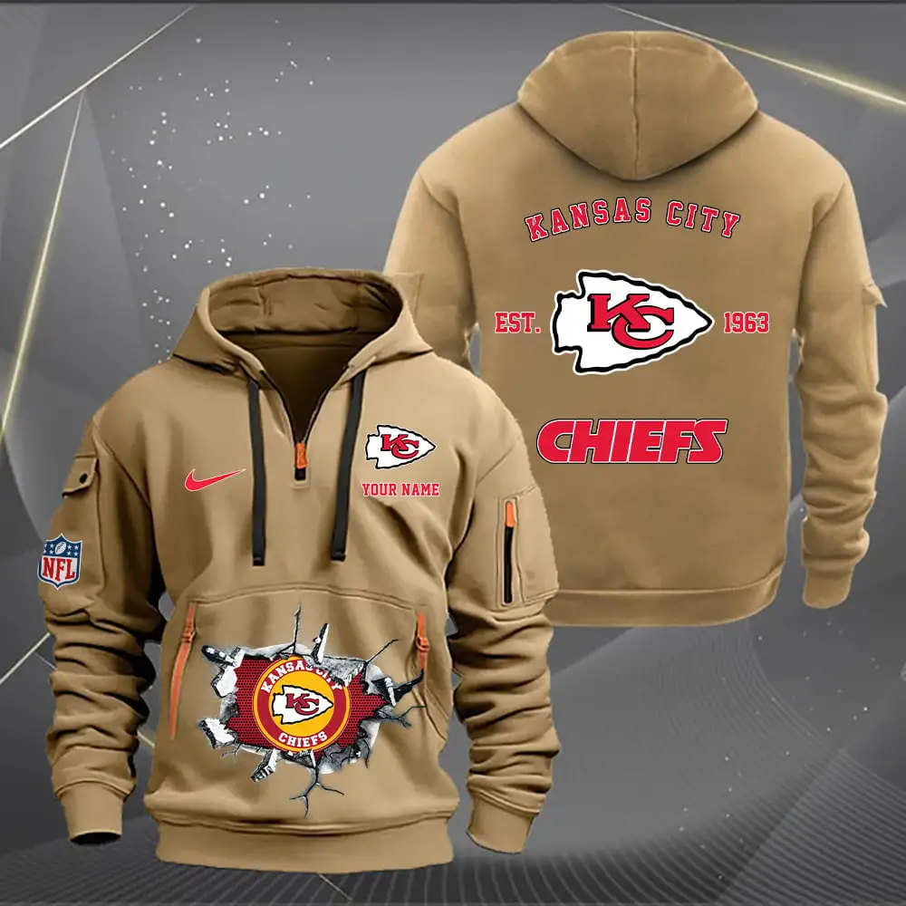 Kansas City Chiefs New Personalized Quarter Zip Hoodie