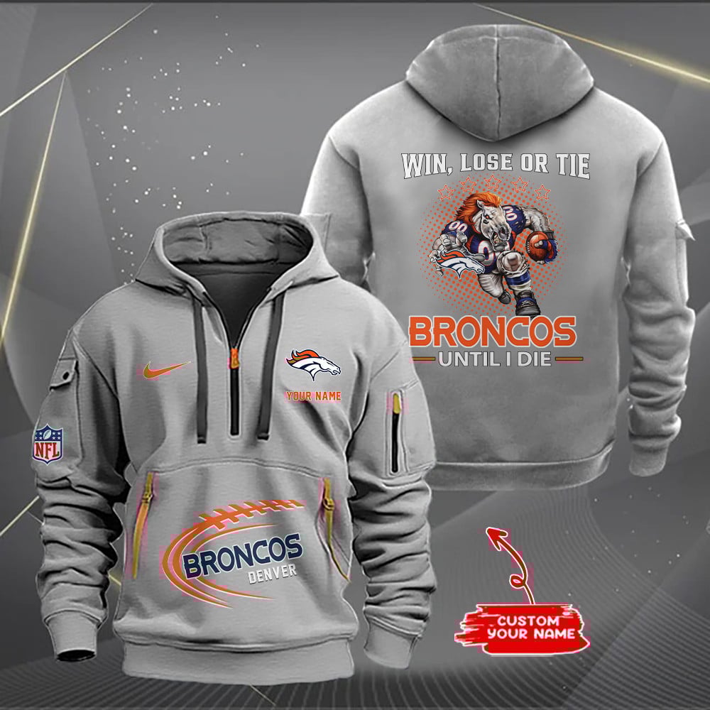 Denver Broncos New Personalized Quarter Zip Hoodie For Women Men