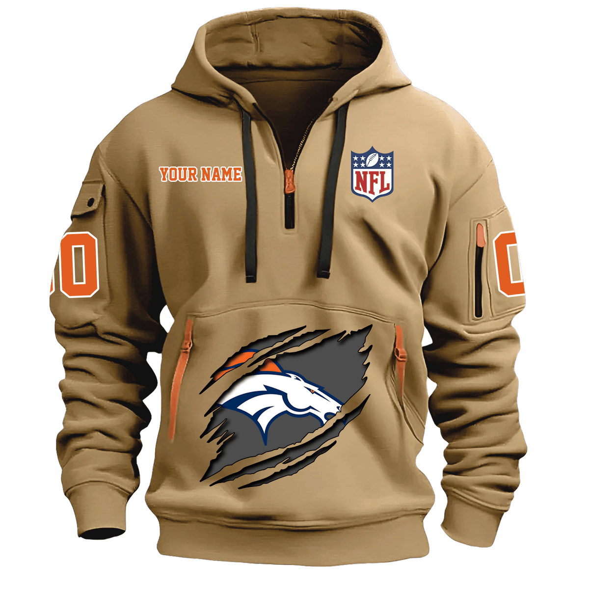 Denver Broncos Special Custom Quarter Zip Hoodie For Fan