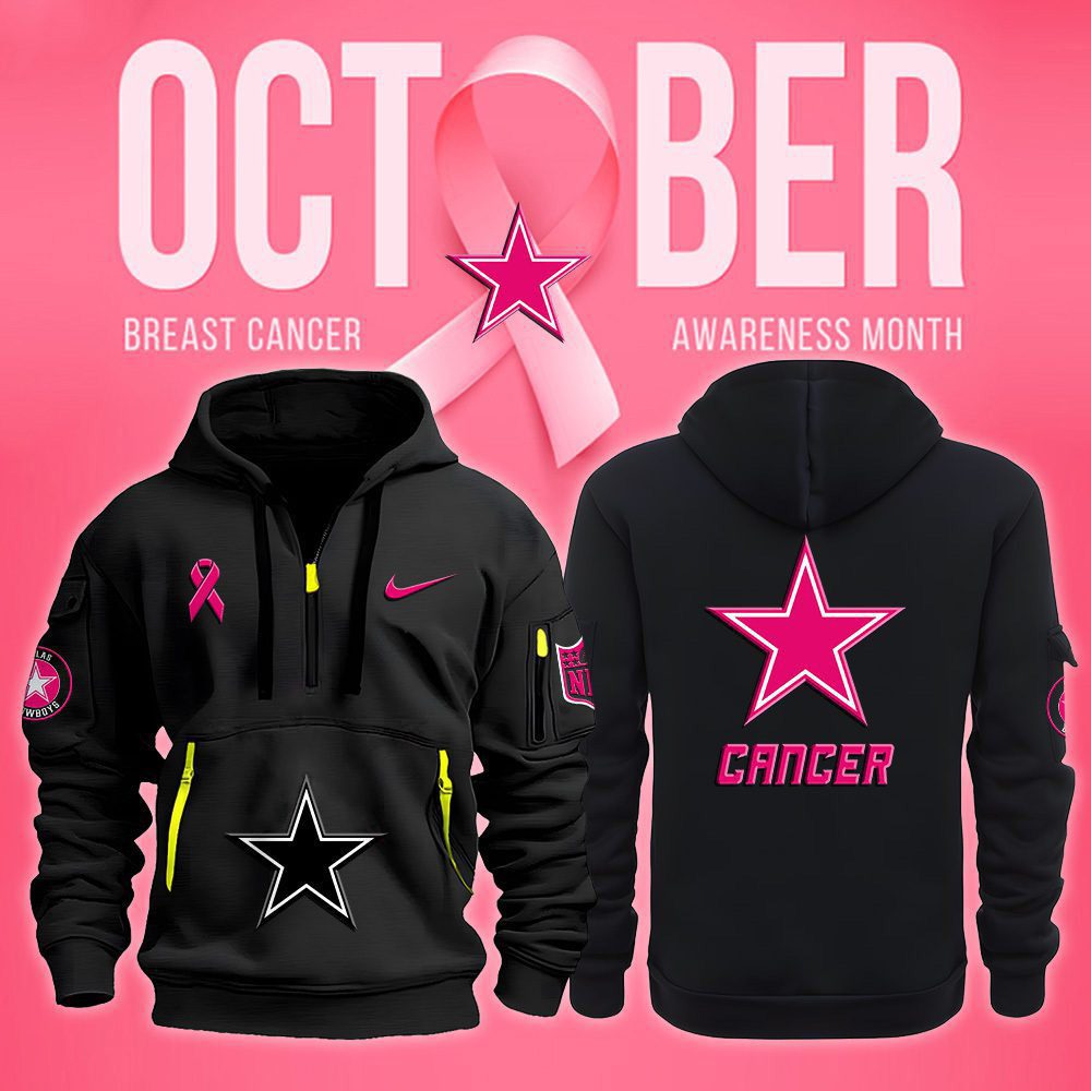 Dallas Cowboys Nfl October Breast Cancer Awareness Month Quarter Zip Hoodie