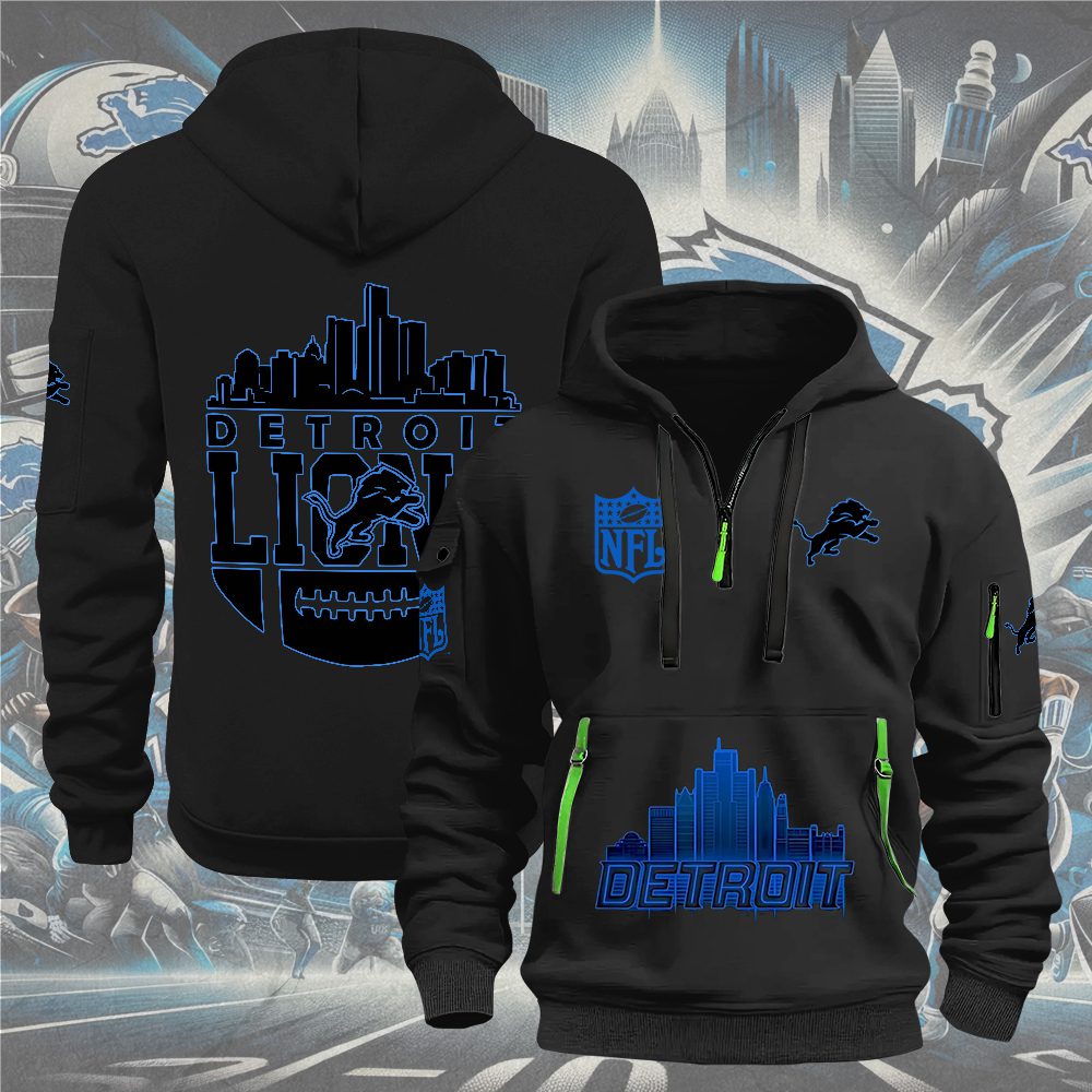 Detroit Lions Logo Quarter Zip Hoodie For Men Women