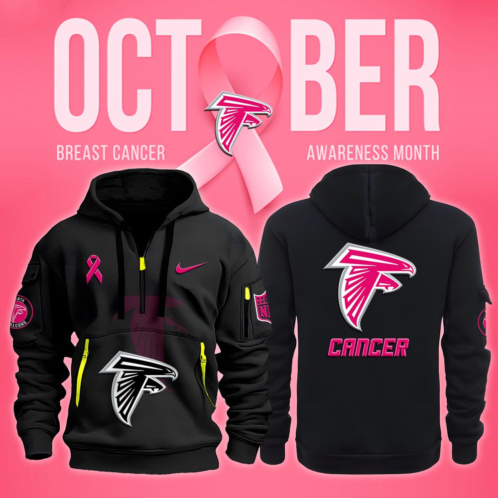 Atlanta Falcons Nfl October Breast Cancer Awareness Month Quarter Zip Hoodie