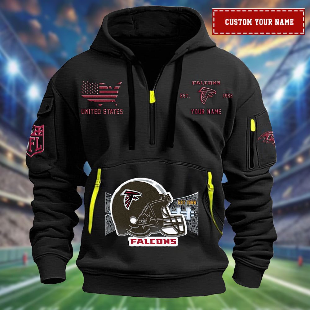 Atlanta Falcons Personalized Big Logo Nfl Quarter Zip Hoodie For Fans