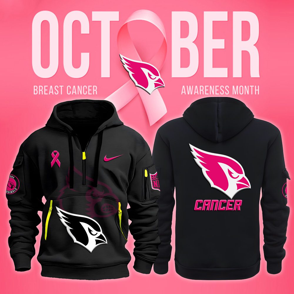 Arizona Cardinals Nfl October Breast Cancer Awareness Month Quarter Zip Hoodie