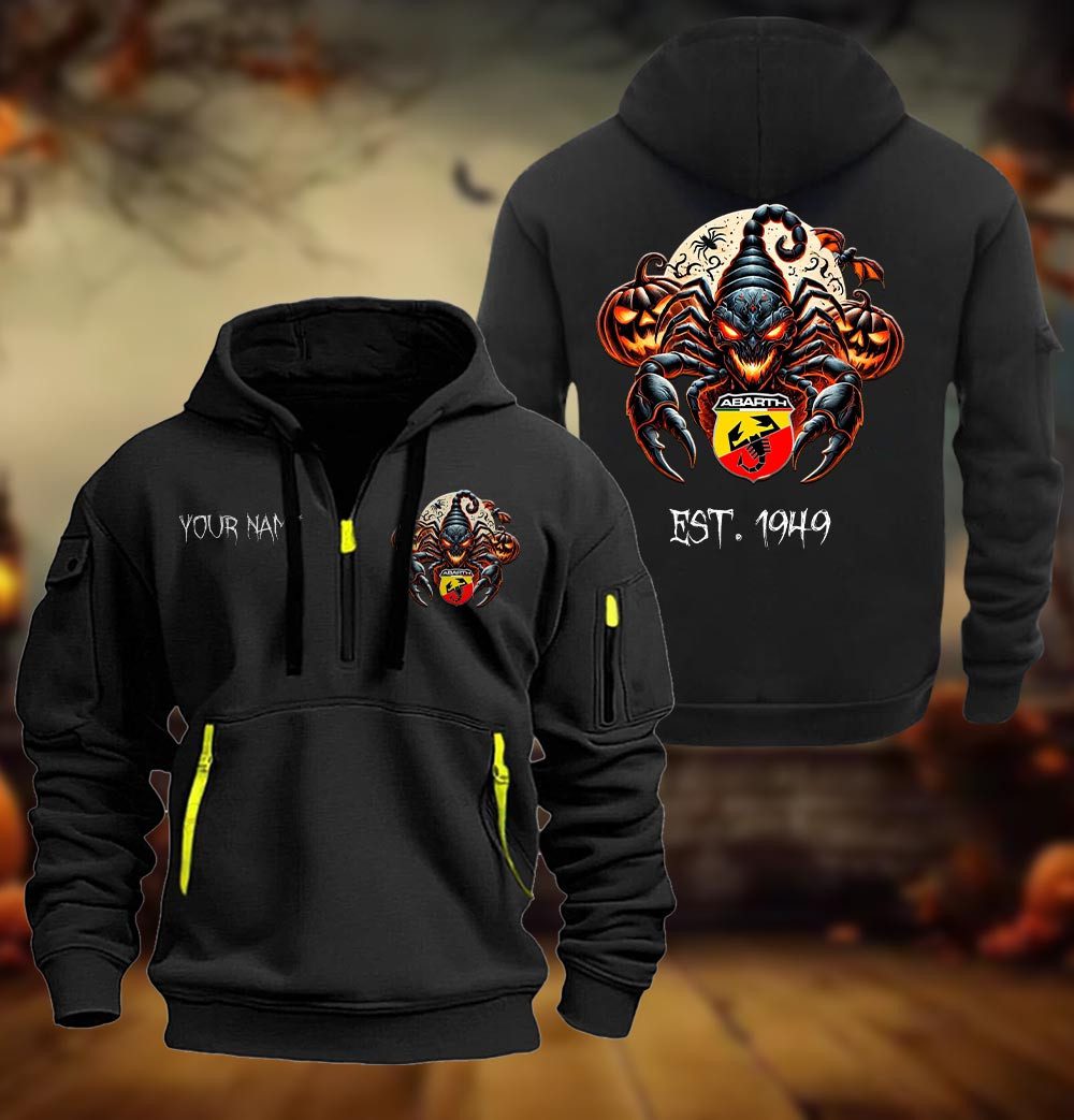 Abarth Halloween Style Spooky Season Quarter Zip Hoodie