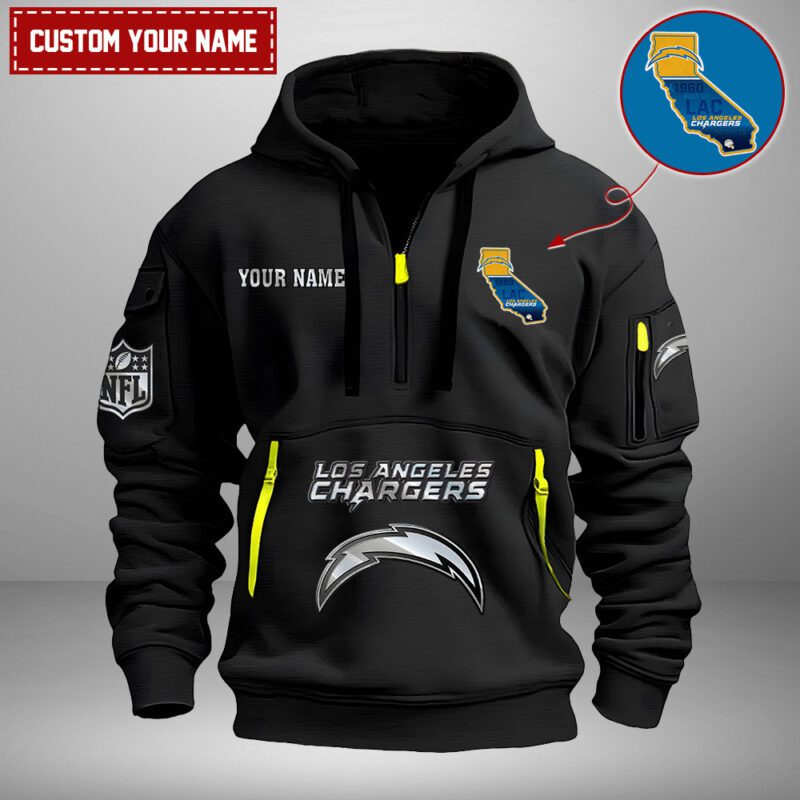 Los Angeles Chargers Nfl Personalized State Logo Quarter Zip Hoodie
