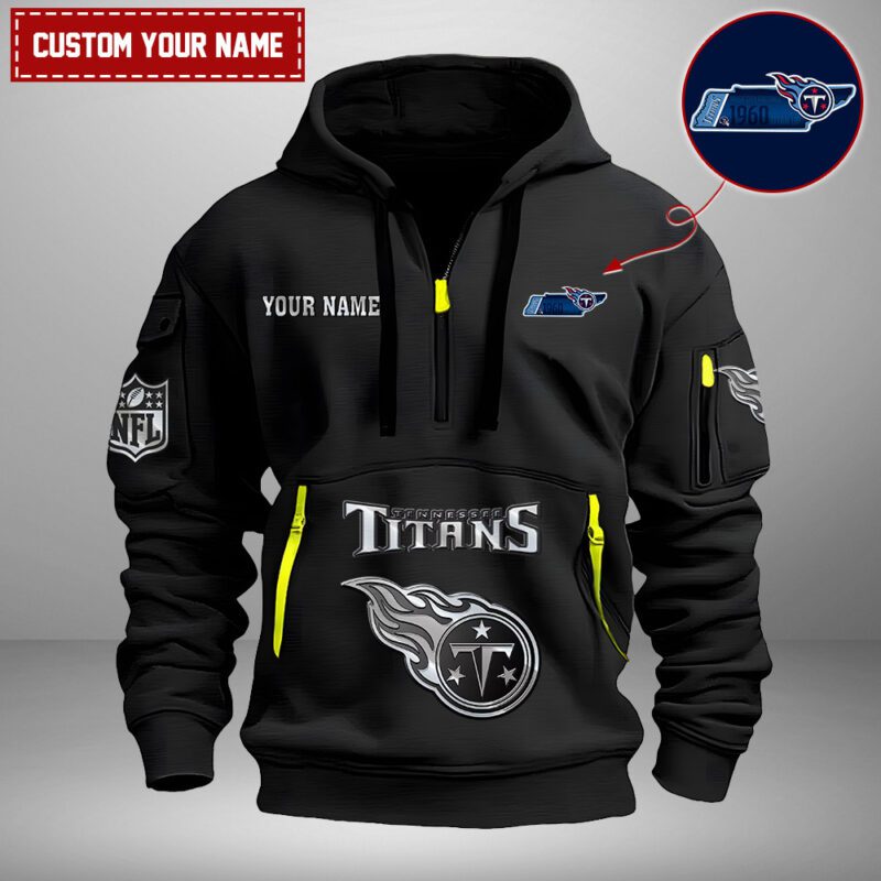 Tennessee Titans Nfl Personalized State Logo Quarter Zip Hoodie