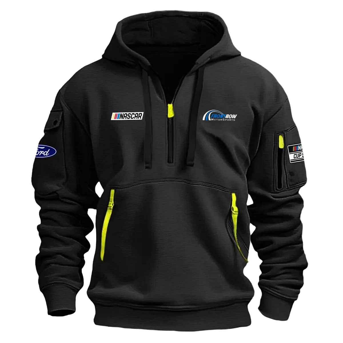 Front Row Motorsports Nascar Cup Series Color Black Quarter Zip Hoodie