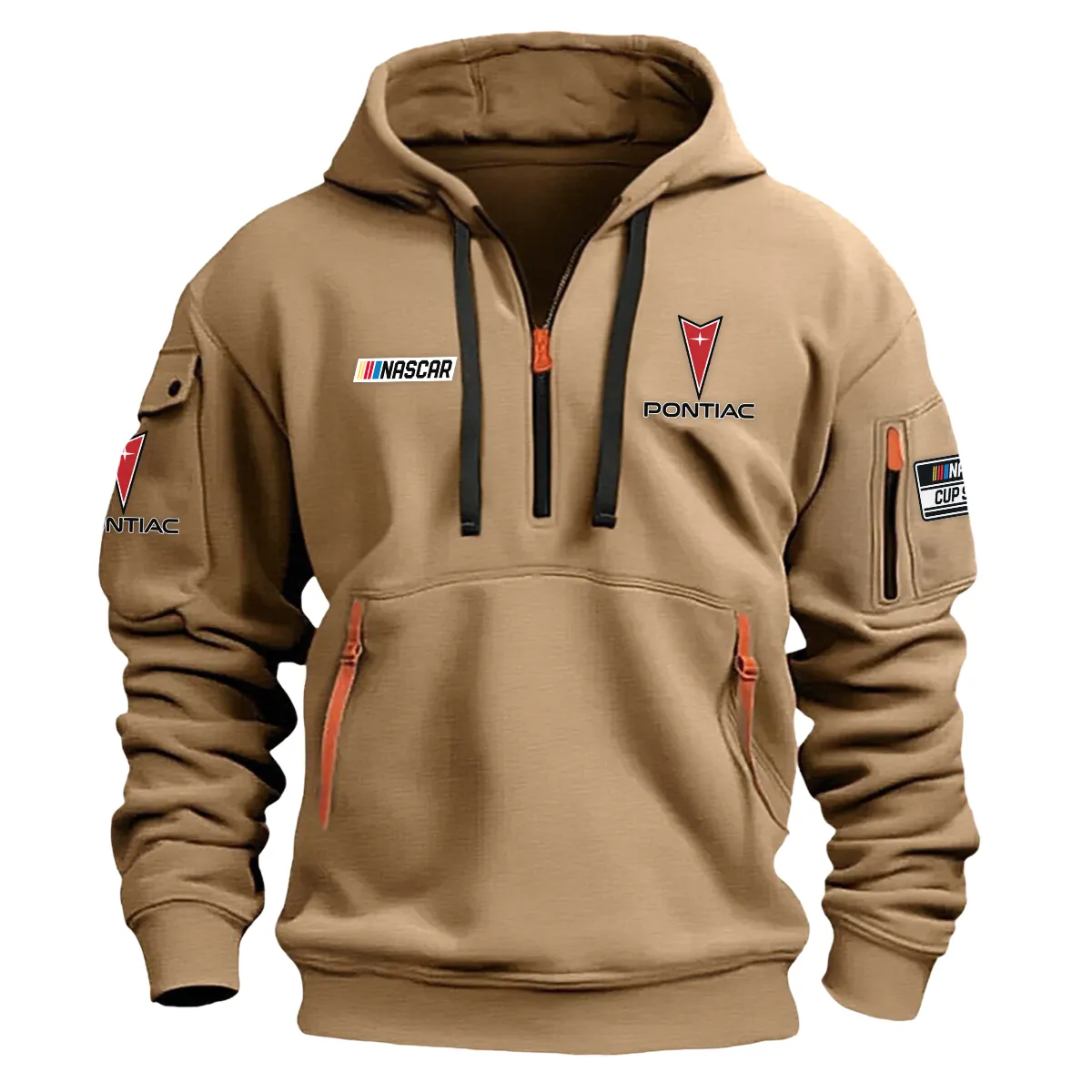 Pontiac Nascar Cup Series Color Khaki Quarter Zip Hoodie
