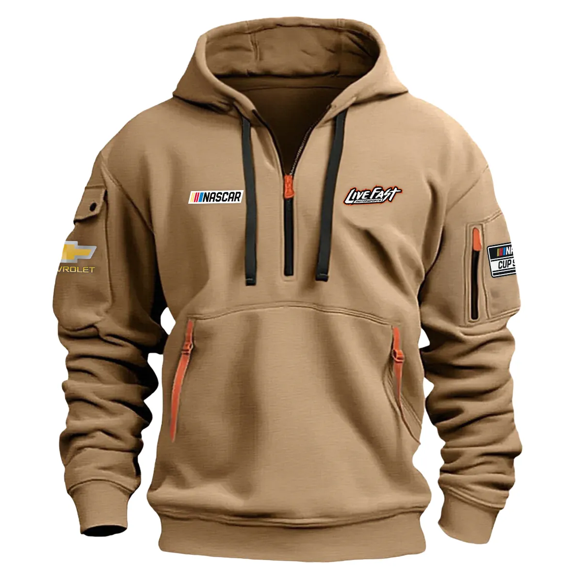 Live Fast Motorsports Nascar Cup Series Color Khaki Quarter Zip Hoodie