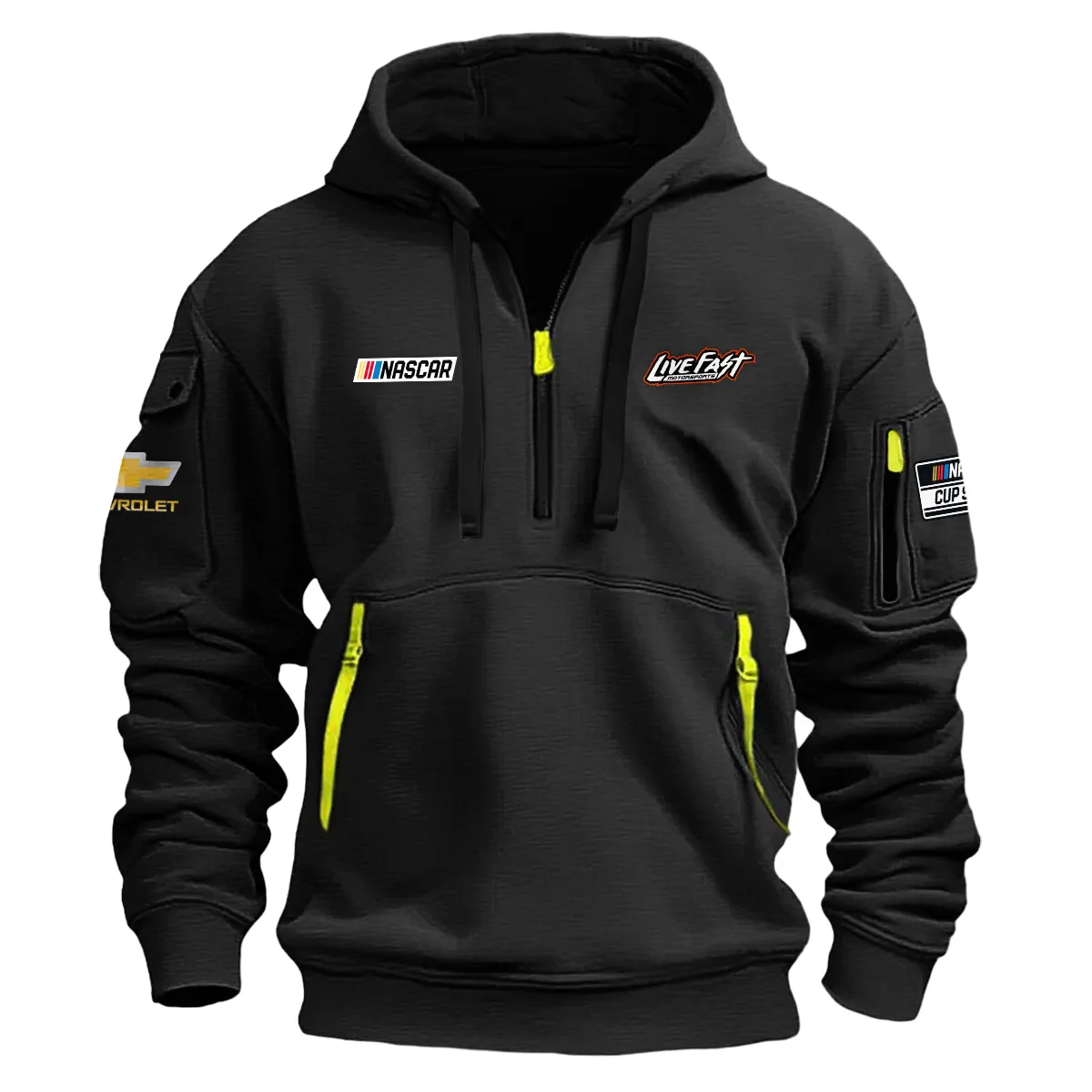 Live Fast Motorsports Nascar Cup Series Color Black Quarter Zip Hoodie