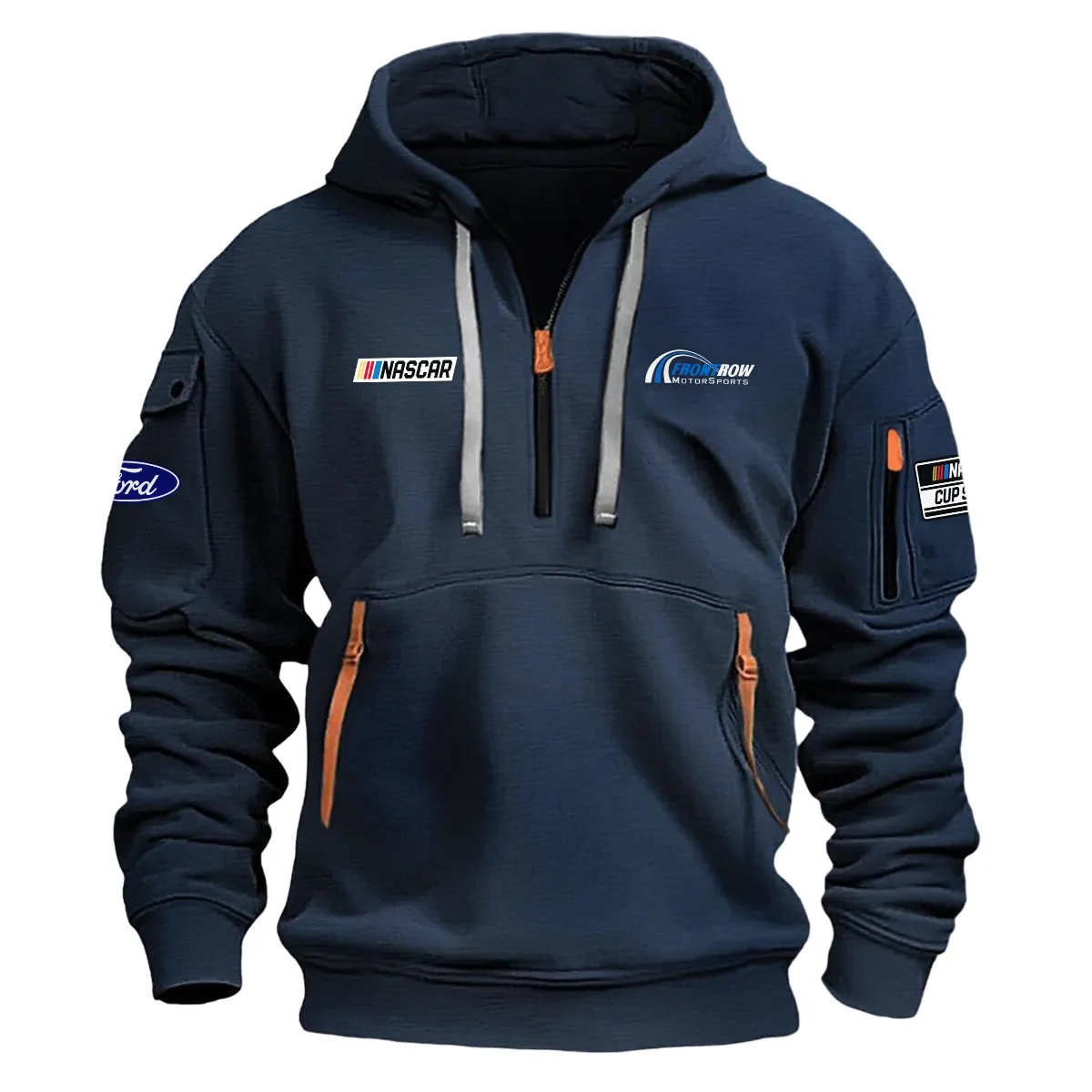 Front Row Motorsports Nascar Cup Series Color Navy Quarter Zip Hoodie