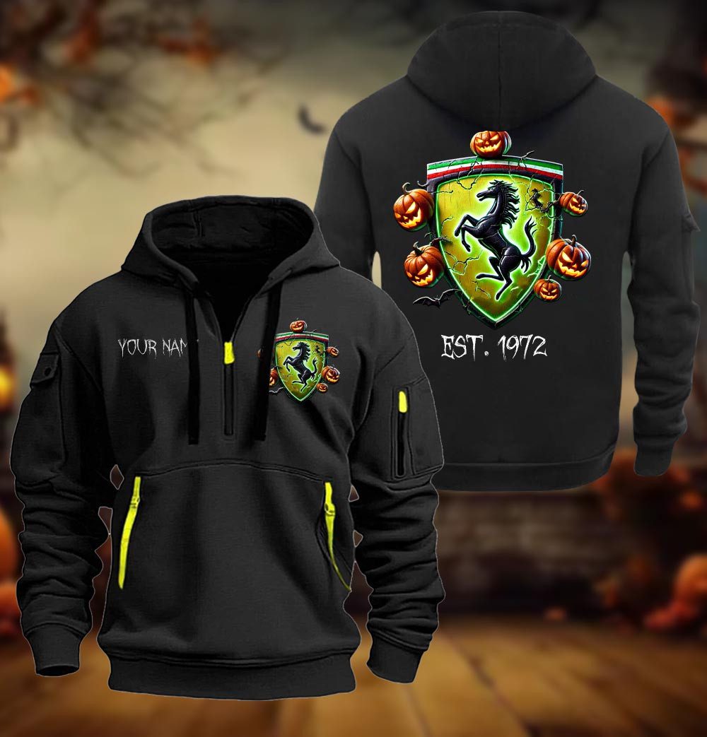 Ferrari Halloween Style Spooky Season Quarter Zip Hoodie