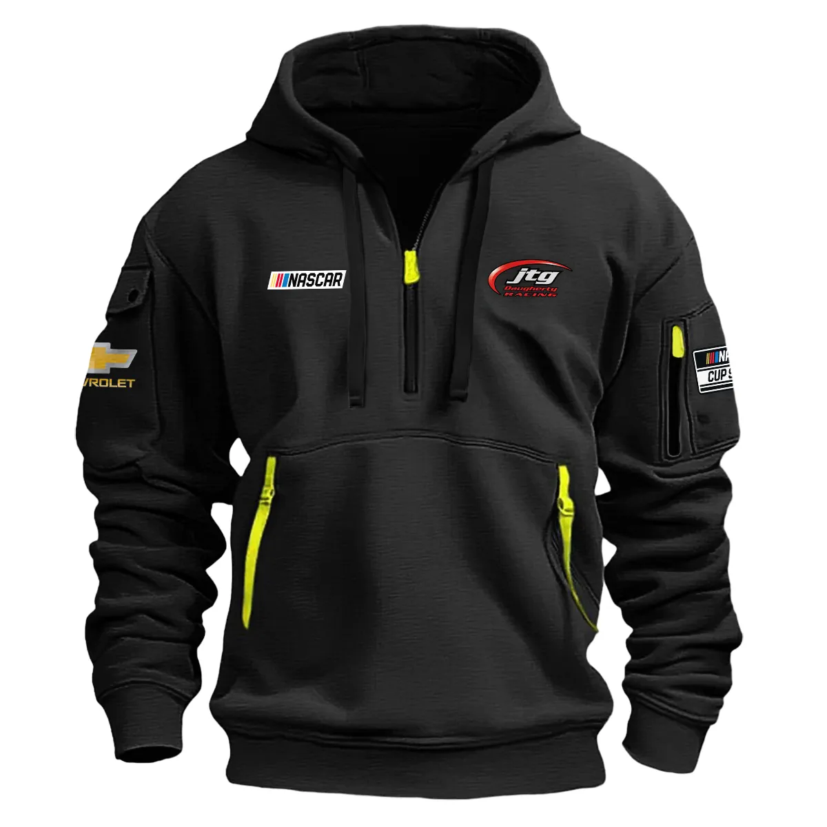 Jtg Daugherty Racing Nascar Cup Series Color Black Quarter Zip Hoodie