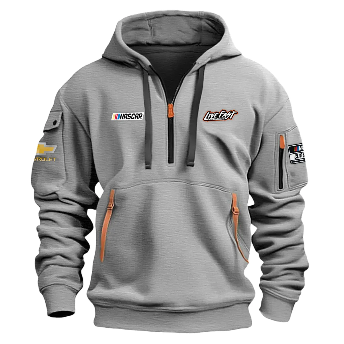 Live Fast Motorsports Nascar Cup Series Color Gray Quarter Zip Hoodie