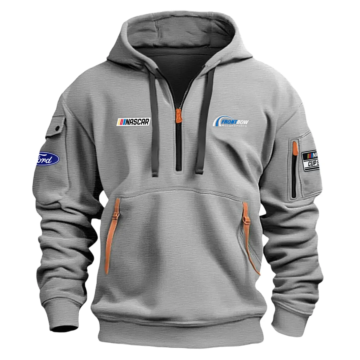 Front Row Motorsports Nascar Cup Series Color Gray Quarter Zip Hoodie
