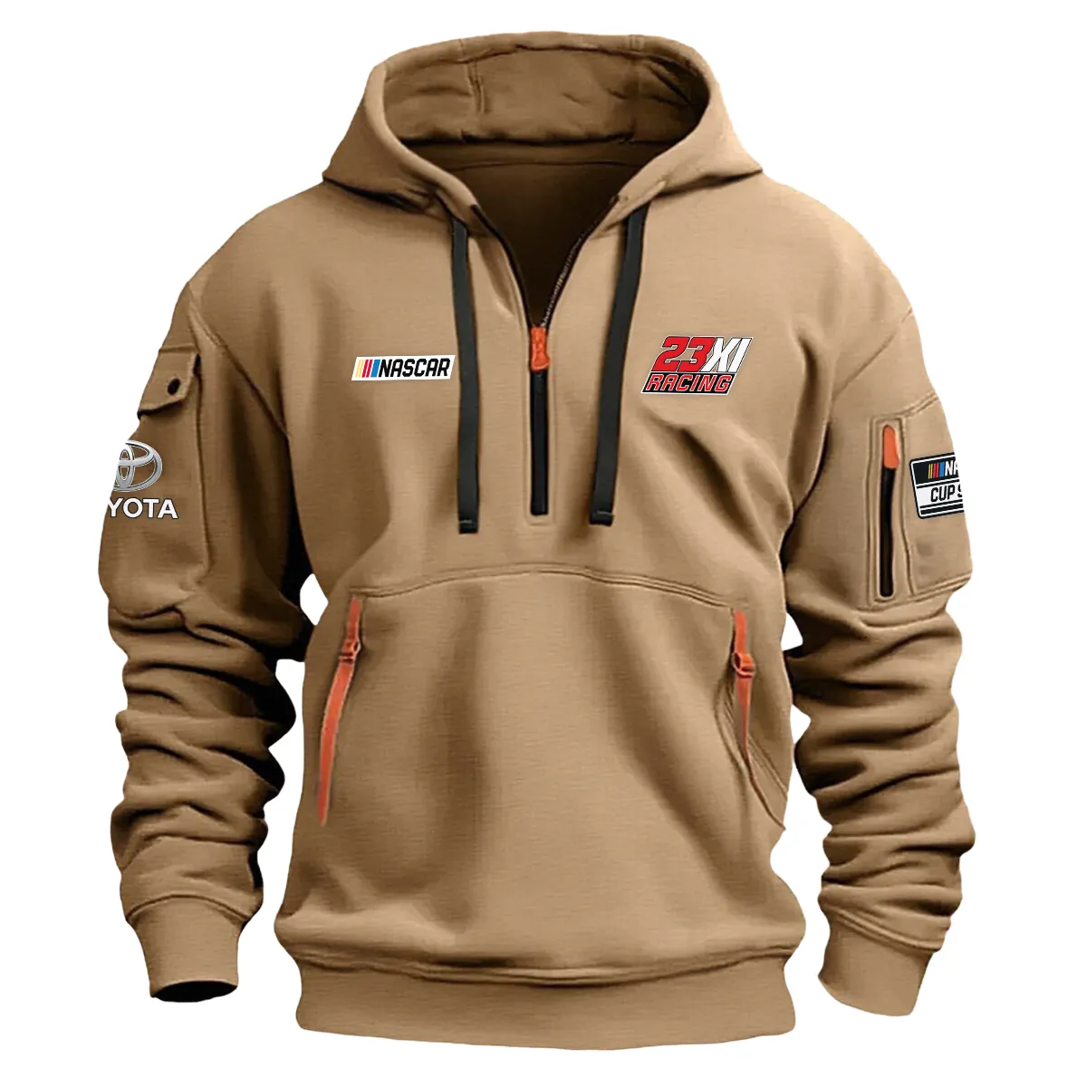 23Xi Racing Nascar Cup Series Color Khaki Quarter Zip Hoodie