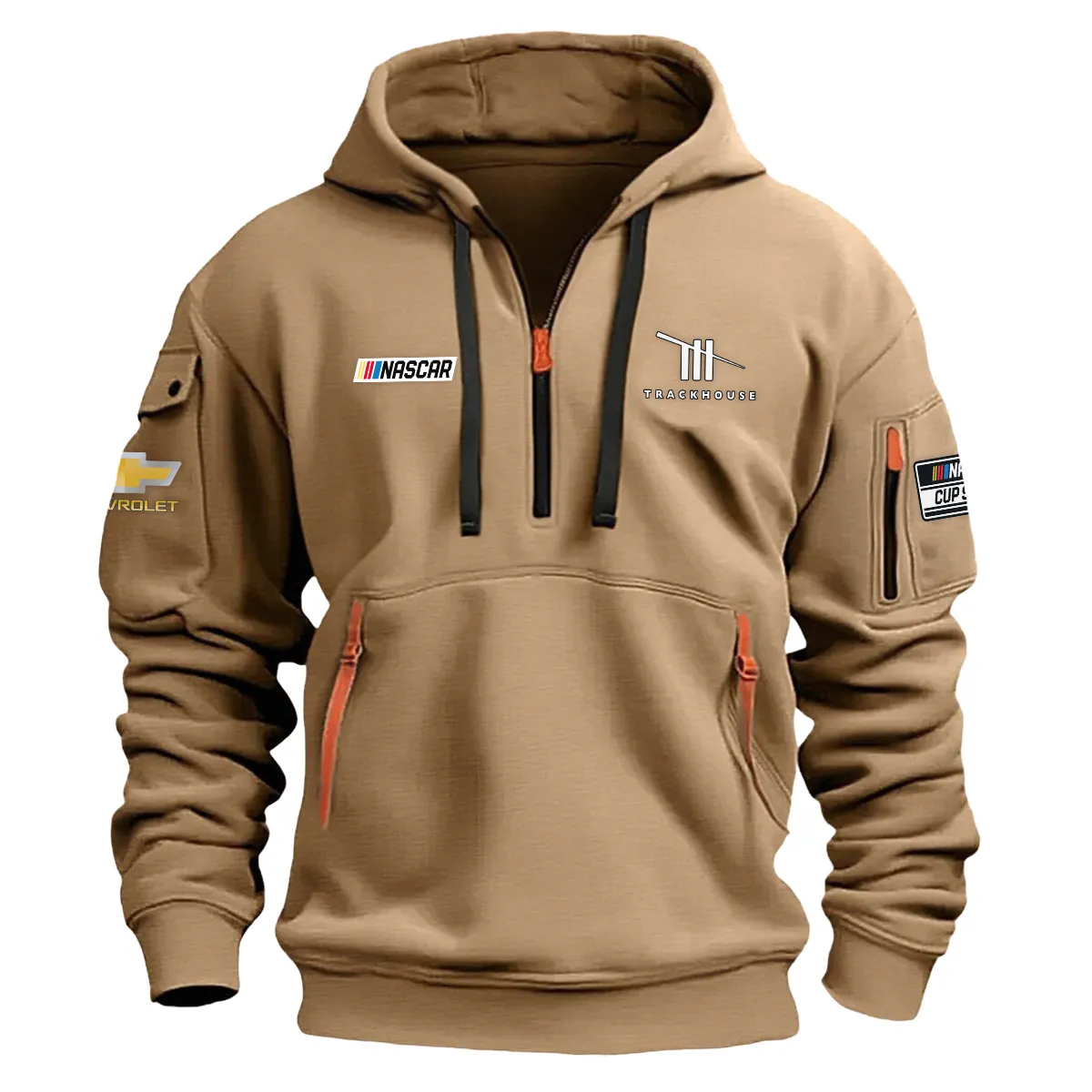 Trackhouse Racing Nascar Cup Series Color Khaki Quarter Zip Hoodie