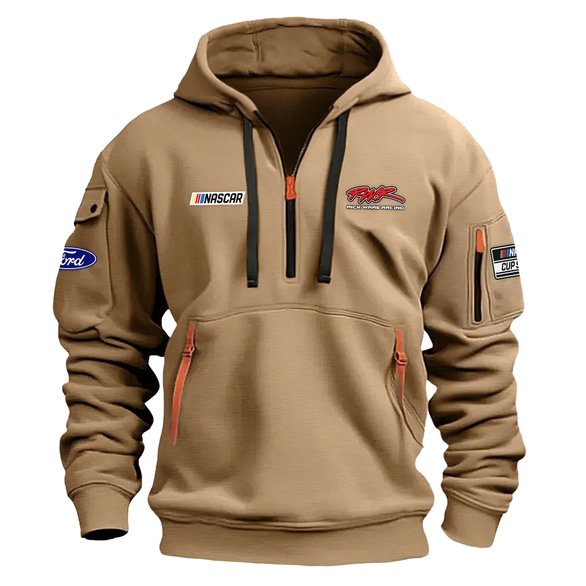 Rick Ware Racing Nascar Cup Series Color Khaki Quarter Zip Hoodie