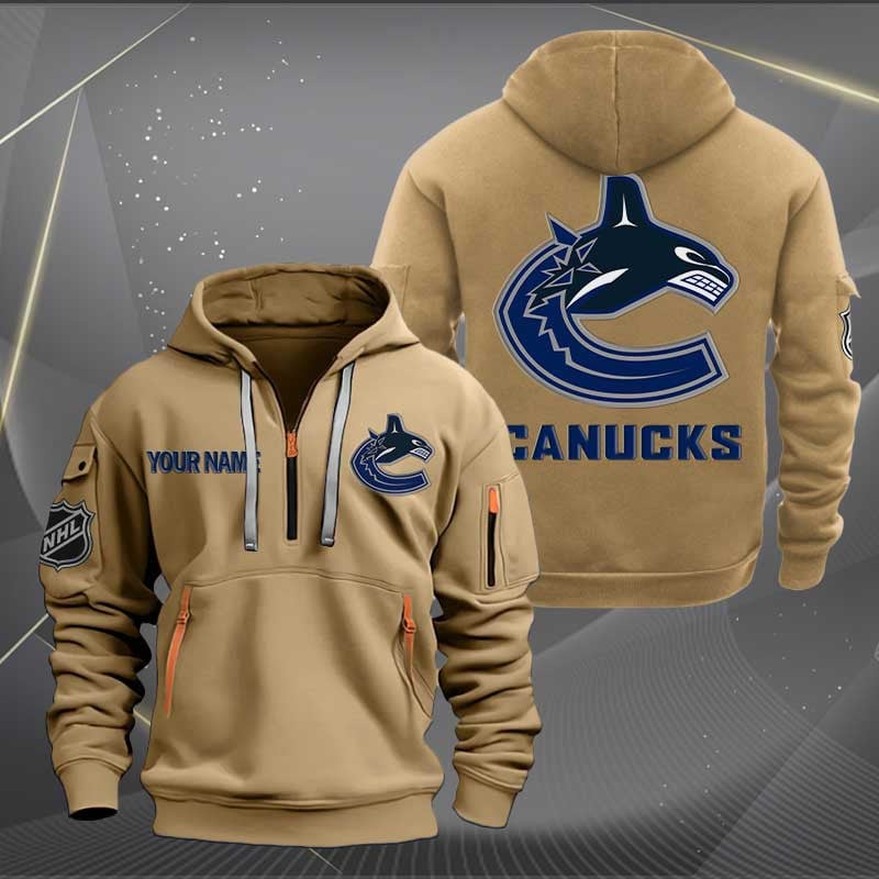 Vancouver Canucks Nhl Personalized Trending Quarter Zip Hoodie