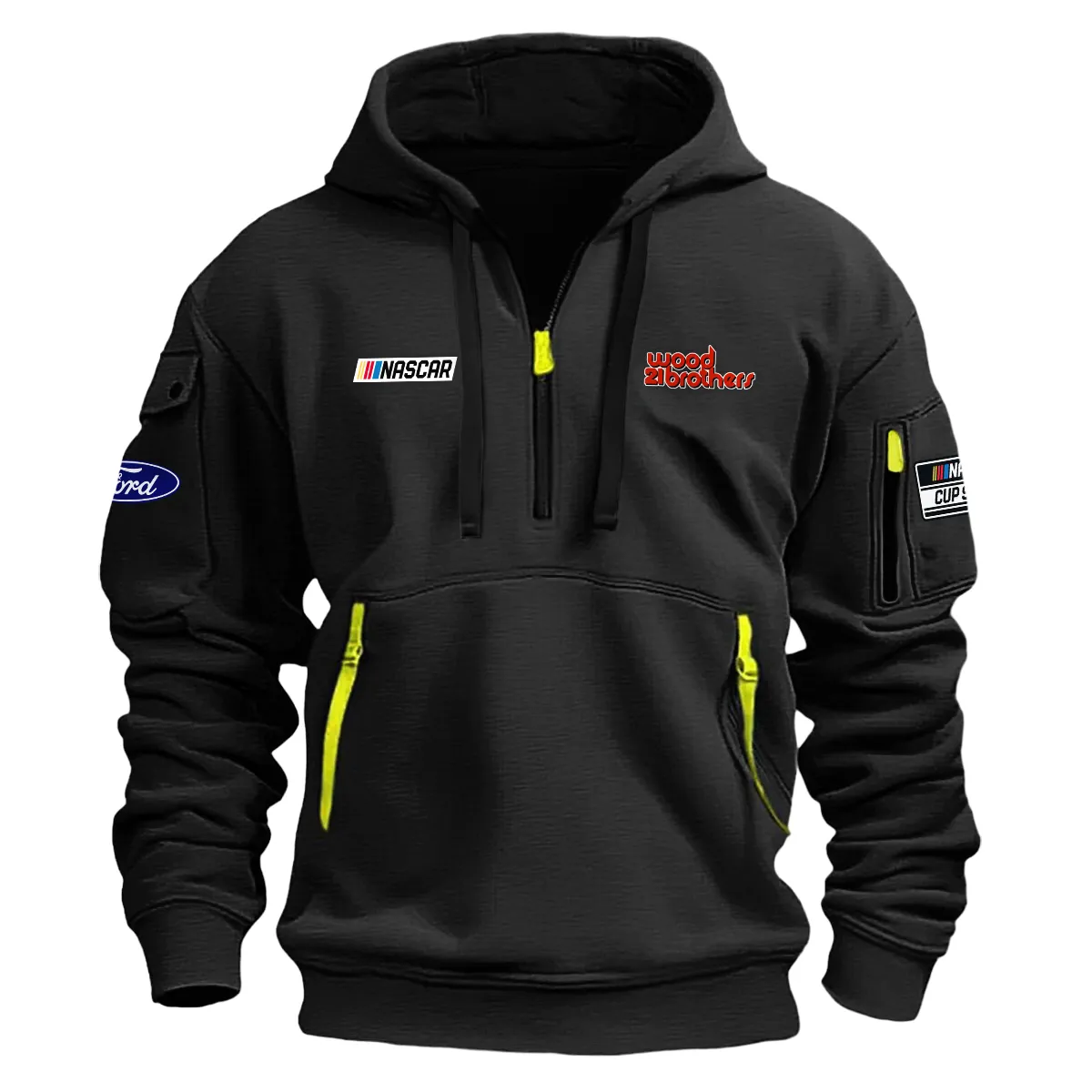 Wood Brothers Racing Nascar Cup Series Color Black Quarter Zip Hoodie