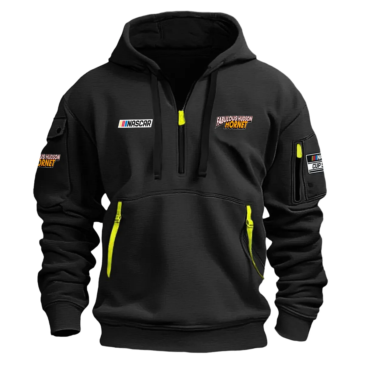 Hudson Nascar Cup Series Color Black Quarter Zip Hoodie