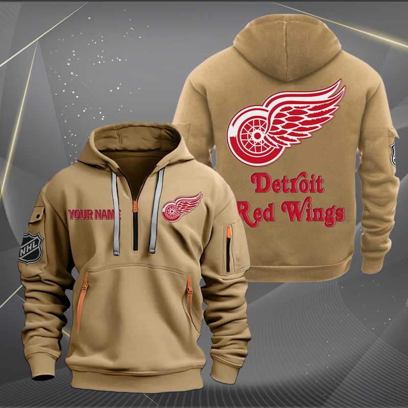 Detroit Red Wings Nhl Personalized Trending Quarter Zip Hoodie