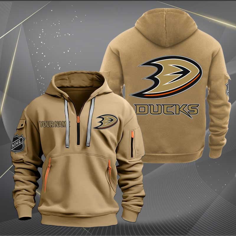 Anaheim Ducks Nhl Personalized Trending Quarter Zip Hoodie