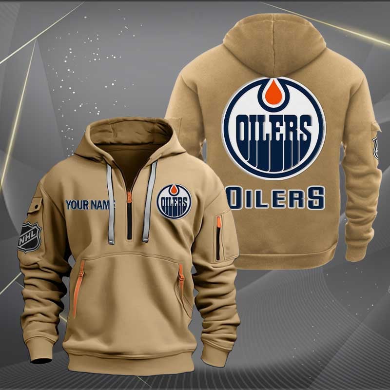 Edmonton Oilers Nhl Personalized Trending Quarter Zip Hoodie