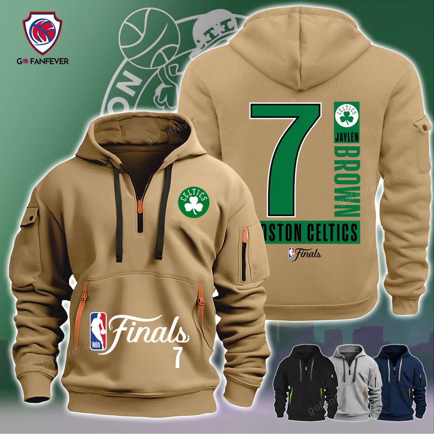 Boston Celtics Nba Finals Jaylen Brown 7 Quarter Zip Hoodie