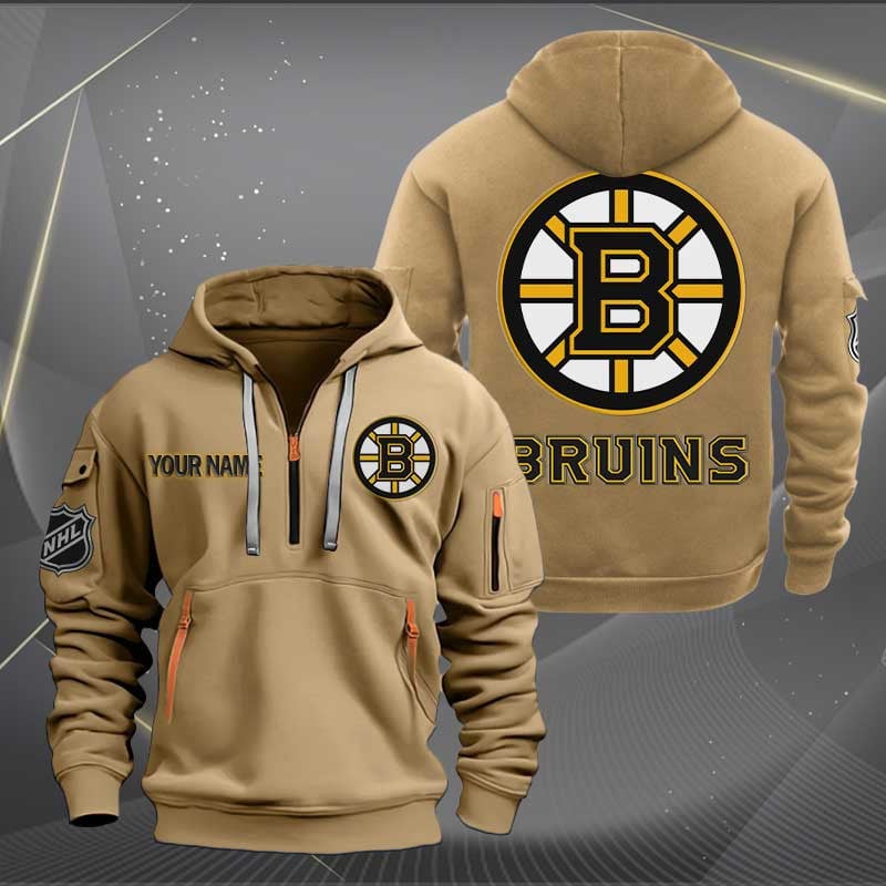 Boston Bruins Nhl Personalized Trending Quarter Zip Hoodie