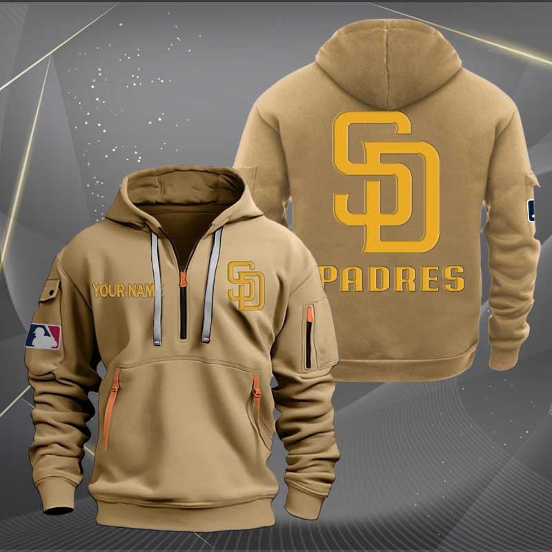 San Diego Padres Mlb Personalized Trending Quarter Zip Hoodie