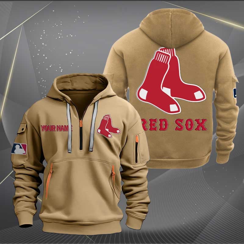 Boston Red Sox Mlb Personalized Trending Quarter Zip Hoodie