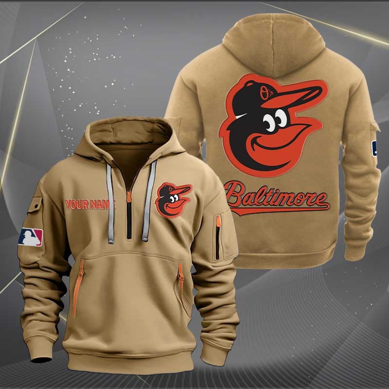 Baltimore Orioles Mlb Personalized Trending Quarter Zip Hoodie