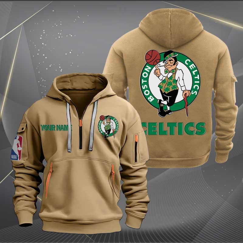 Boston Celtics Nba Personalized Trending Quarter Zip Hoodie