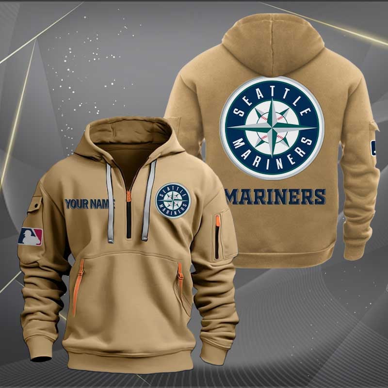 Seattle Mariners Mlb Personalized Trending Quarter Zip Hoodie