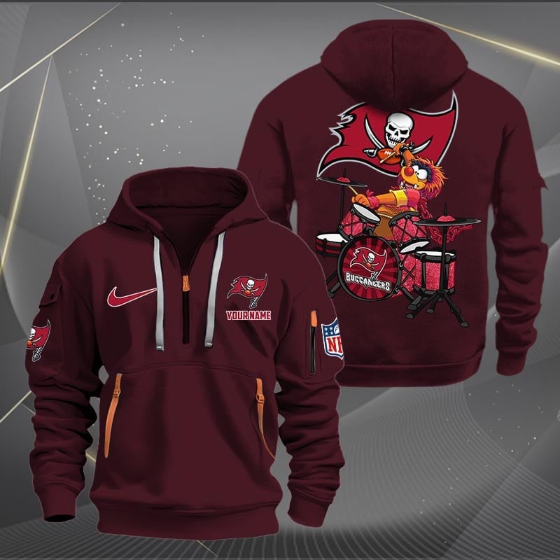 Tampa Bay Buccaneers Premium Personalized Quarter Zip Hoodie