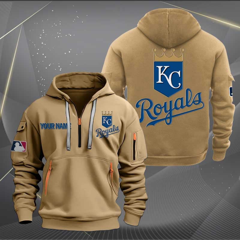 Kansas City Royals Mlb Personalized Trending Quarter Zip Hoodie