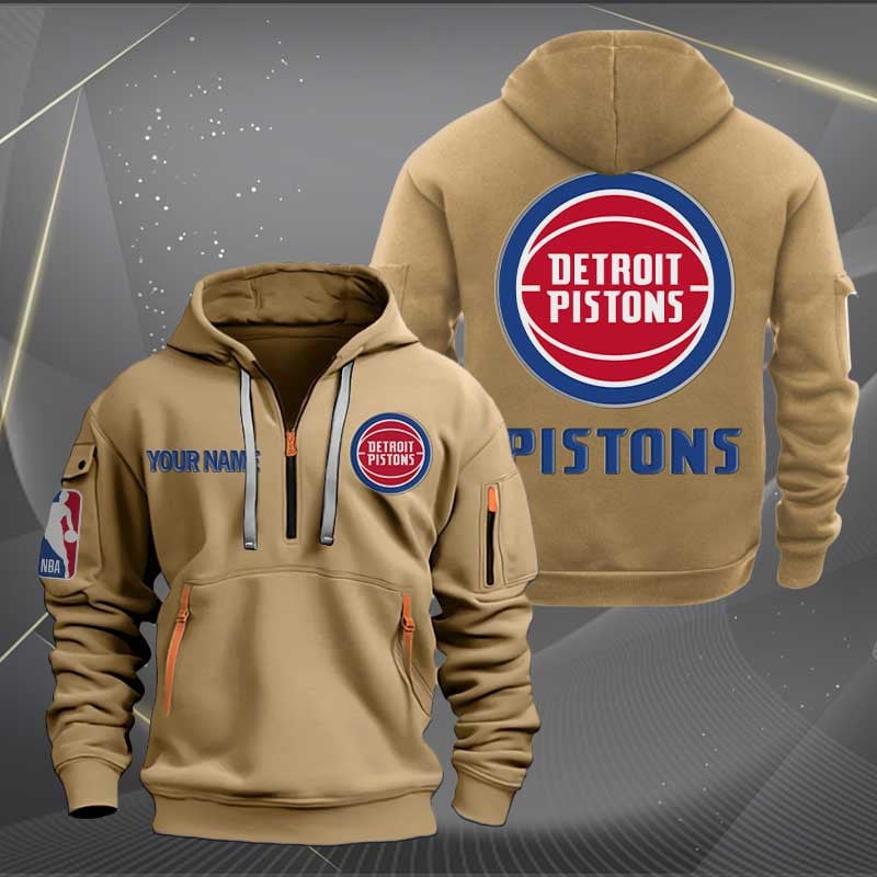 Detroit Pistons Nba Personalized Trending Quarter Zip Hoodie