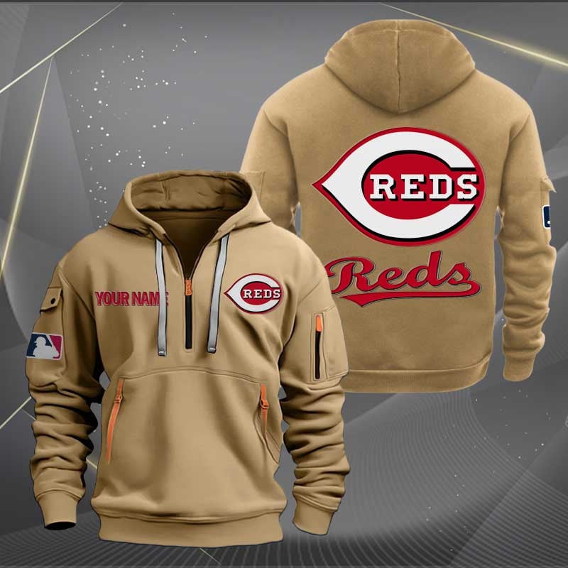 Cincinnati Reds Mlb Personalized Trending Quarter Zip Hoodie