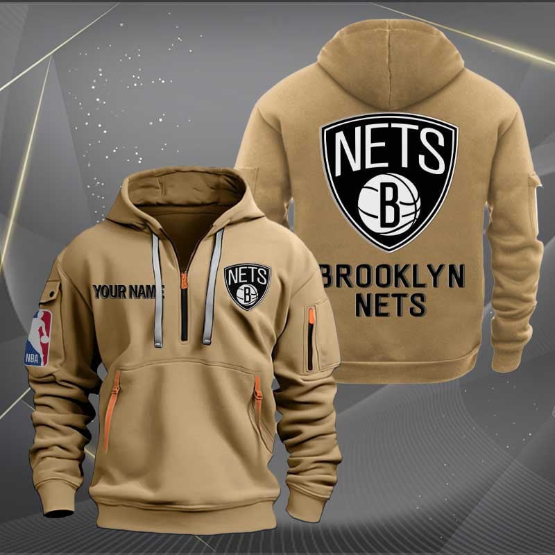 Brooklyn Nets Nba Personalized Trending Quarter Zip Hoodie