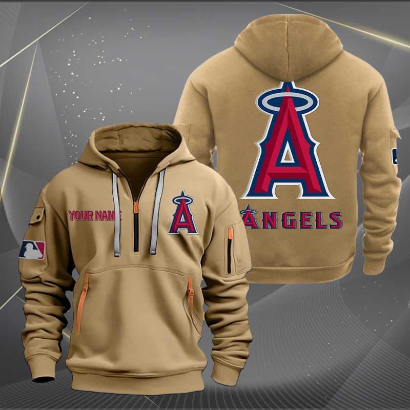 Los Angeles Angels Mlb Personalized Trending Quarter Zip Hoodie